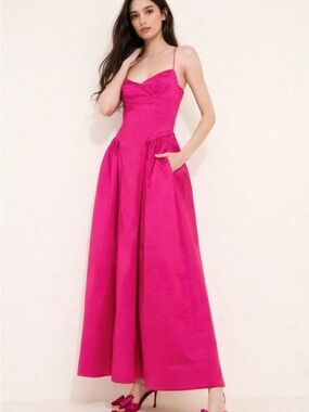 Hansen & Gretel Pink Bellini Taffeta Maxi Gown Size Medium 38368